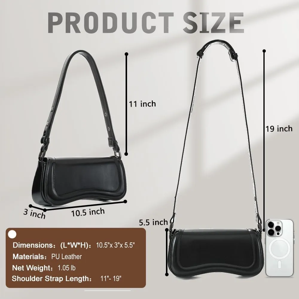 YDSIII Shoulder Bag, Women's Vintage Vegan Leather Shoulder Purse with Adjustable Strap