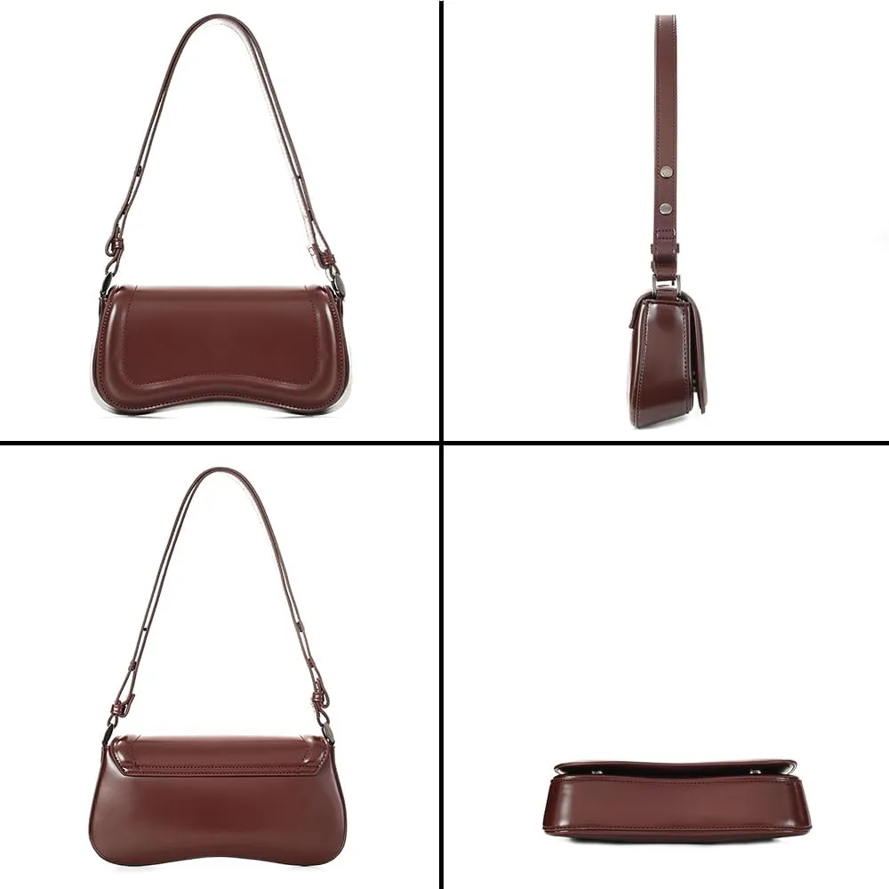 YDSIII Shoulder Bag, Women's Vintage Vegan Leather Shoulder Purse with Adjustable Strap