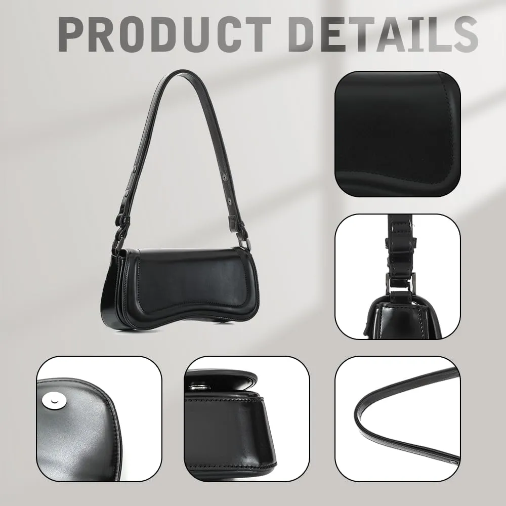 YDSIII Shoulder Bag, Women's Vintage Vegan Leather Shoulder Purse with Adjustable Strap