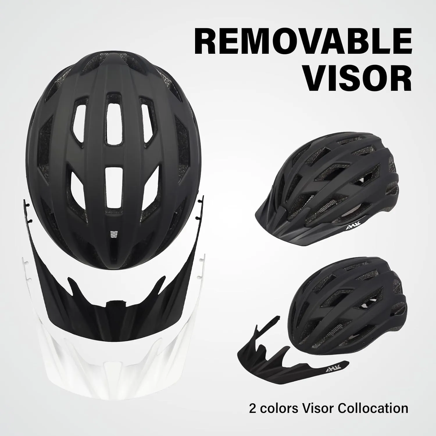 Youth Adult Road Bike Helmet, Men Women Adjustable Mountain Bicycle Helmet with Detachable Visor, 2 Sizes for Age 8-14  Youth, Kids, Adult