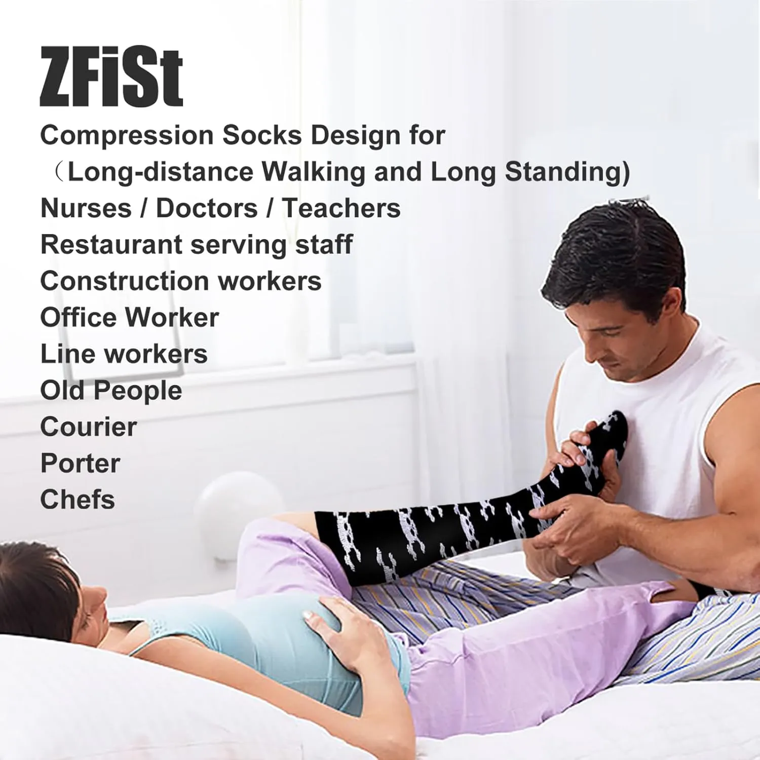 ZFiSt Plus Size Compression Socks Wide Calf for Women Men,Sport Compression Stocking Nurse Socks