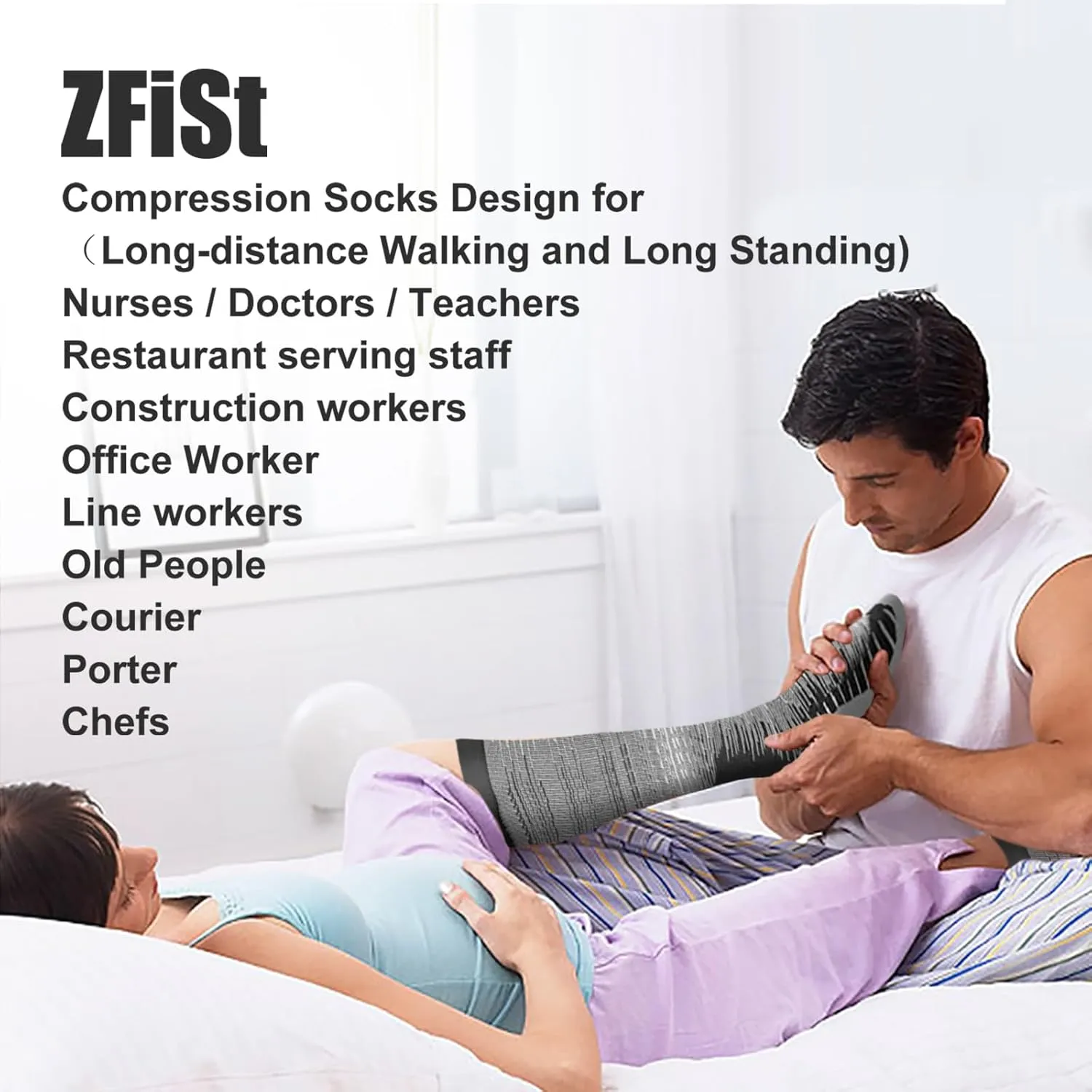 ZFiSt Plus Size Compression Socks Wide Calf for Women Men,Sport Compression Stocking Nurse Socks