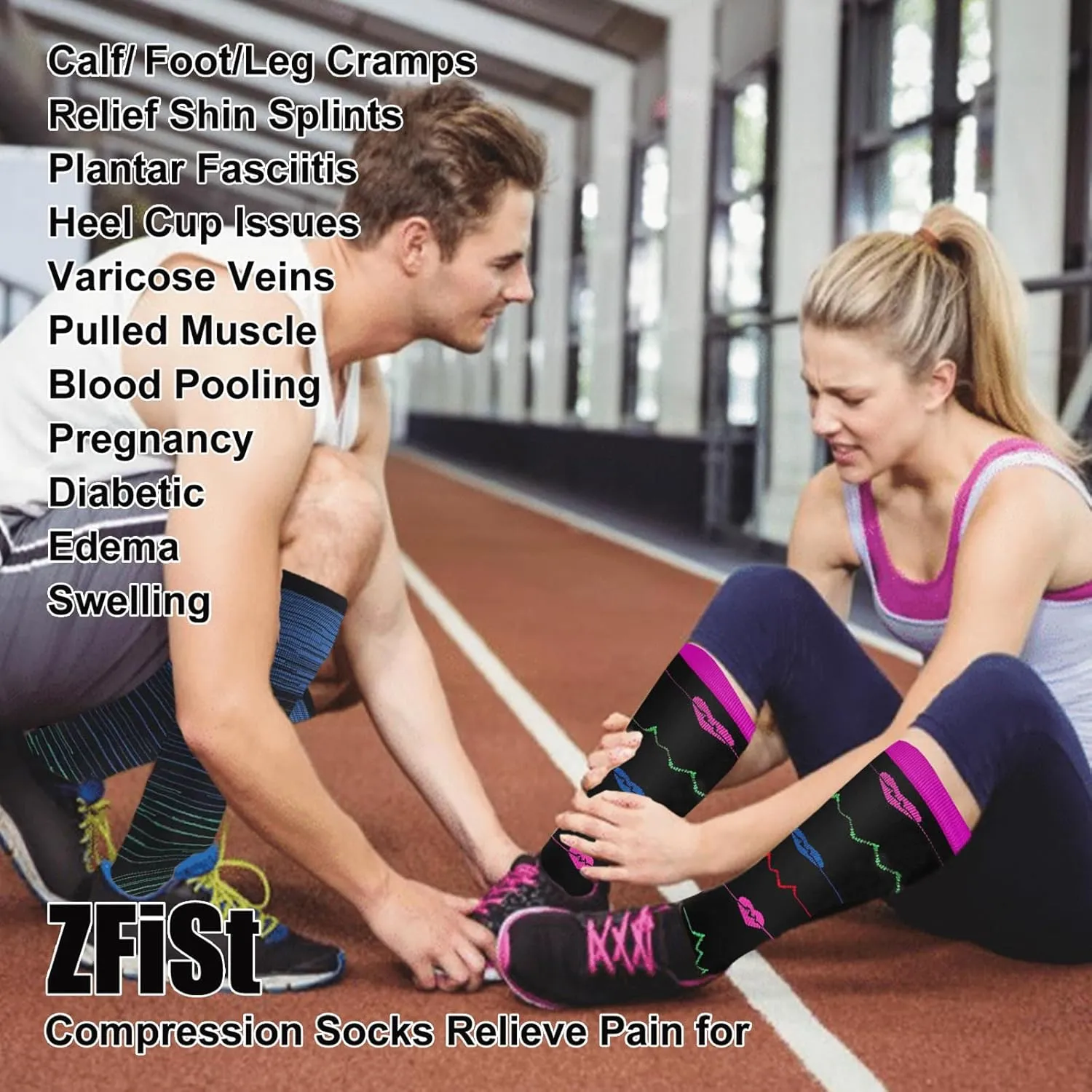ZFiSt Plus Size Compression Socks Wide Calf for Women Men,Sport Compression Stocking Nurse Socks