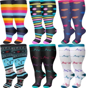 ZFiSt Plus Size Compression Socks Wide Calf for Women Men,Sport Compression Stocking Nurse Socks