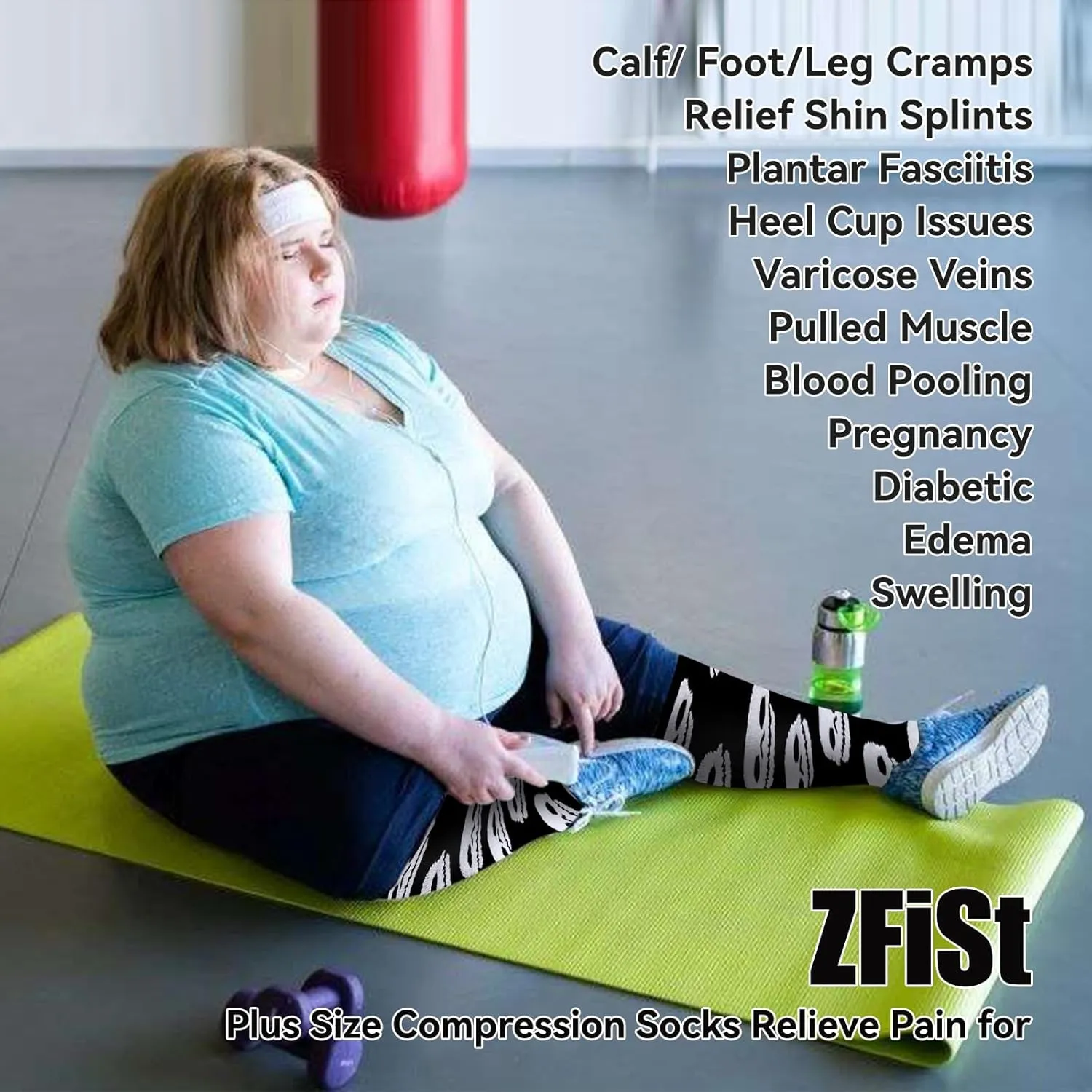 ZFiSt Plus Size Compression Socks Wide Calf for Women Men,Sport Compression Stocking Nurse Socks
