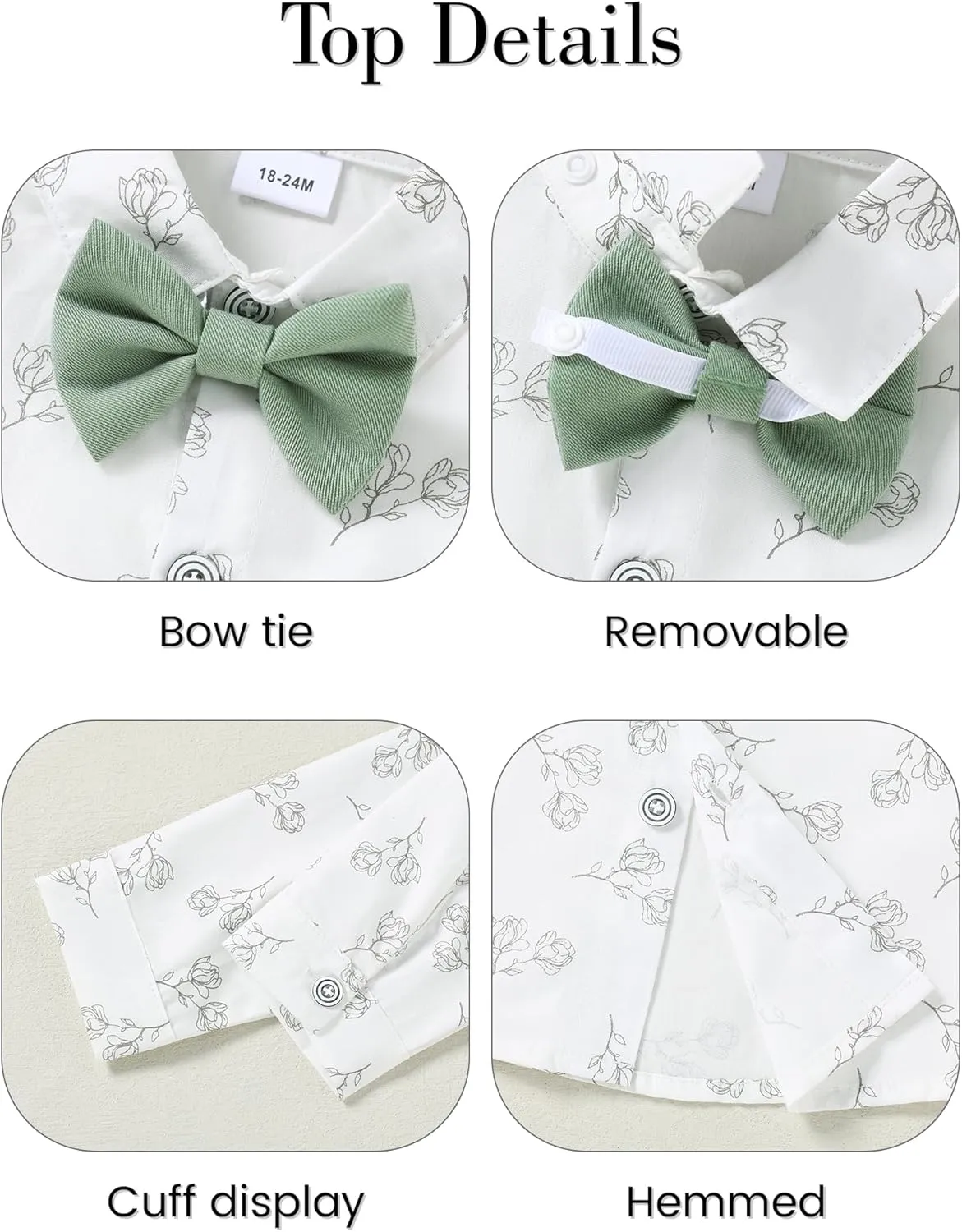 ZOEREA Toddler Baby Boy Suit Clothes Gentleman Wedding Outfits Long Sleeve Dress Shirt   Suspender Pants   Bowtie 1-5T